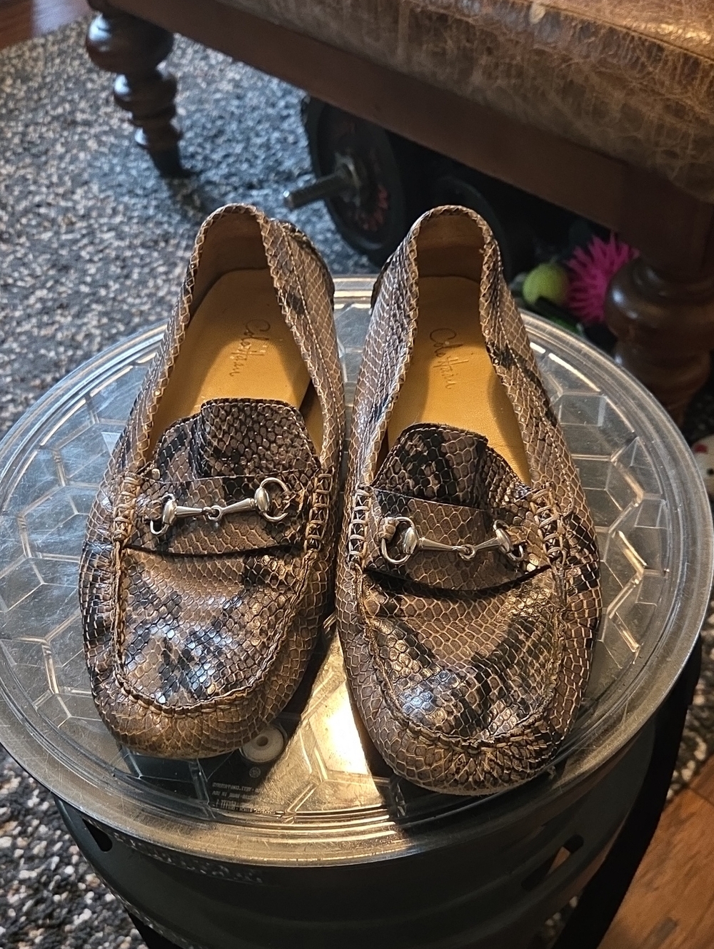 Cole Haan Snake-Print Moccasin Loafers with Horsebit Detail - Women Size 10 B